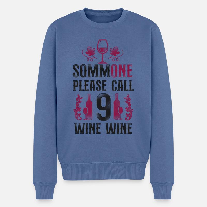 Sommelier Wine Drinking Tasting - Männer Premium Bio Pullover - Taubenblau