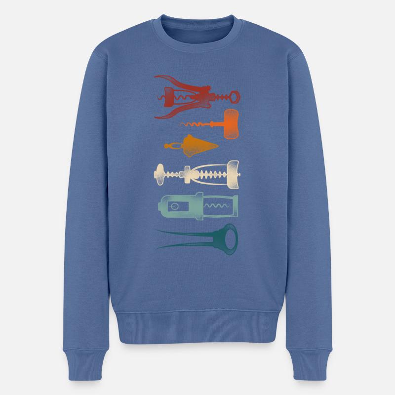 Dégustation de vin de sommelier - Pull Premium bio Homme - bleu pigeon