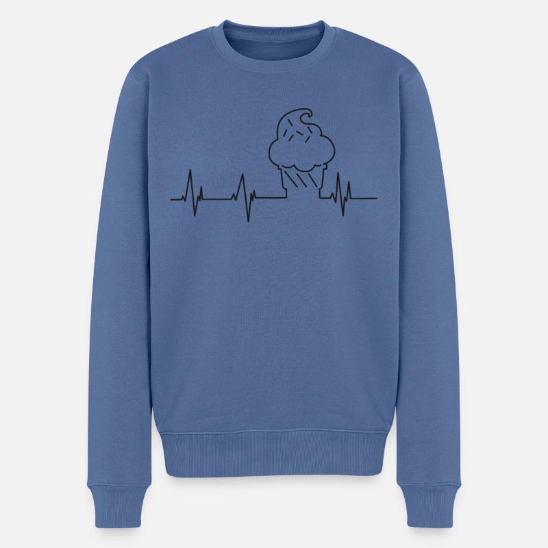 Ice Cream Heartbeat Cone Sundae - Männer Premium Bio Pullover - Taubenblau