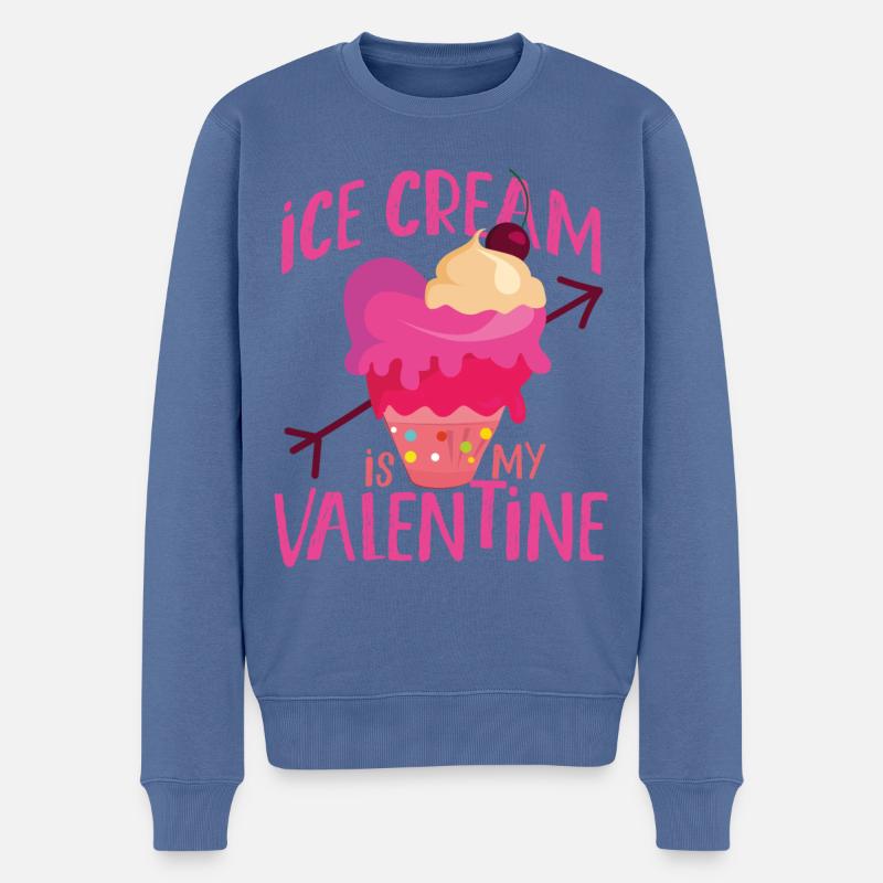 Crème glacée Valentines Day Coeur - Pull Premium bio Homme - bleu pigeon