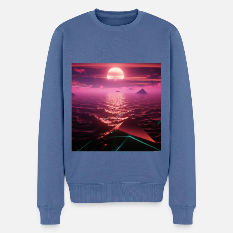 Coucher de soleil rétro - Pull Premium bio Homme - bleu pigeon