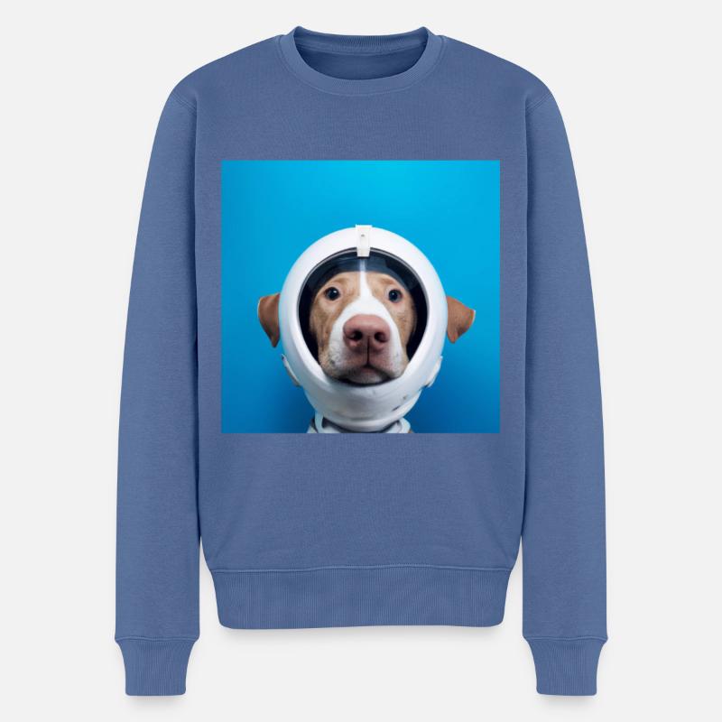 Hund im Weltraum - Männer Premium Bio Pullover - Taubenblau