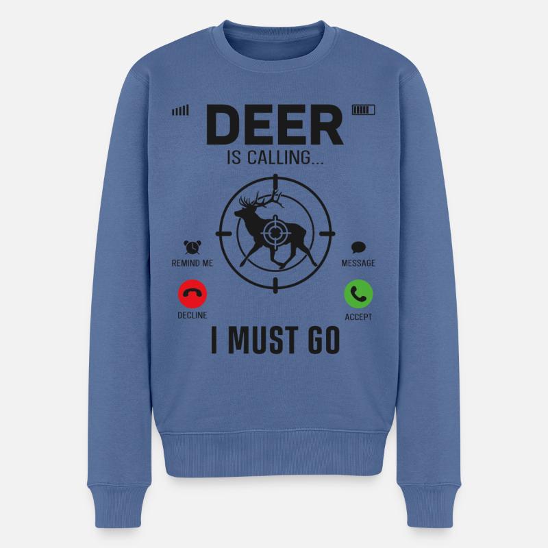 Buck Deer Hunting Hunter Phone - Männer Premium Bio Pullover - Taubenblau