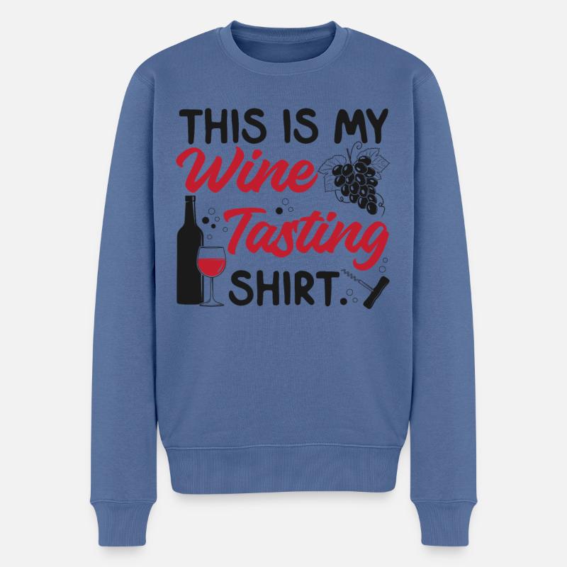 Sommelier Wine Drinking Tasting - Männer Premium Bio Pullover - Taubenblau