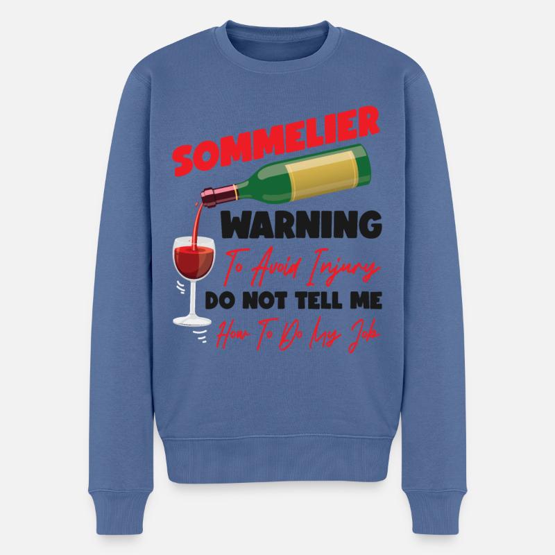 Dégustation de vin de sommelier - Pull Premium bio Homme - bleu pigeon