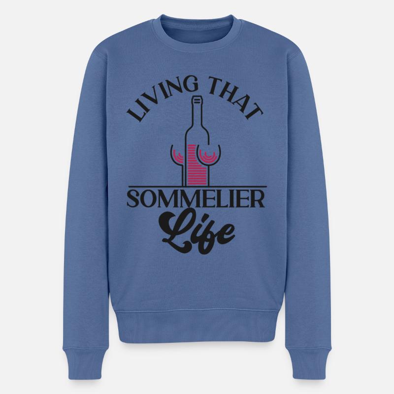 Sommelier Wine Drinking Tasting - Männer Premium Bio Pullover - Taubenblau