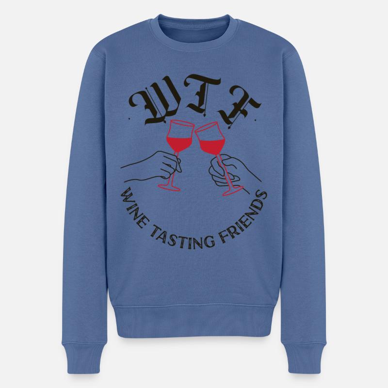 Dégustation de vin de sommelier - Pull Premium bio Homme - bleu pigeon