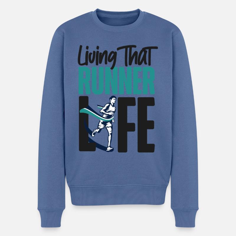 Running Runner Half Marathon - Männer Premium Bio Pullover - Taubenblau