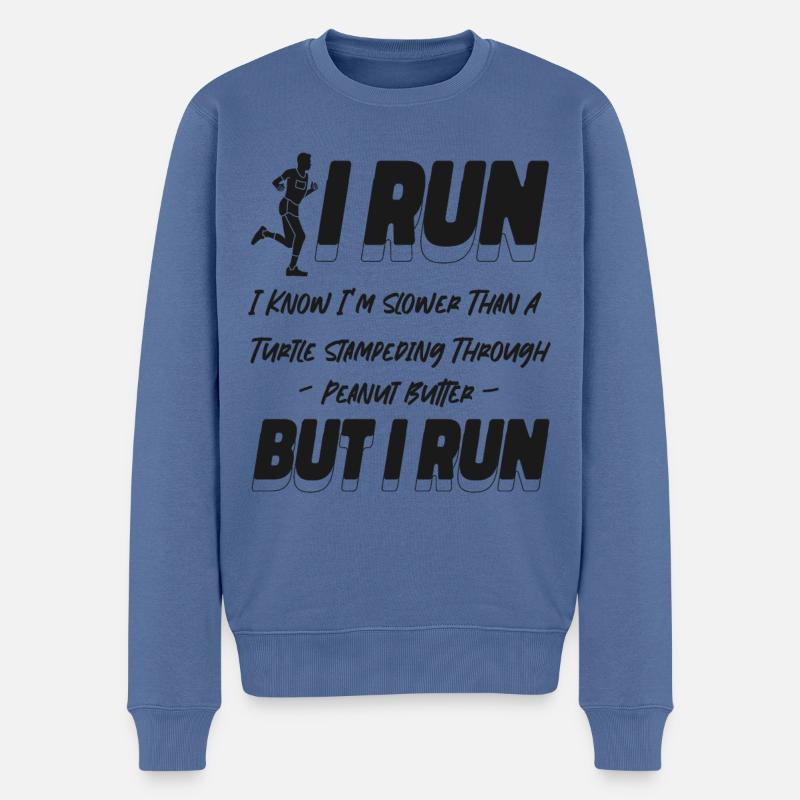 Running Runner Semi-Marathon I Run - Pull Premium bio Homme - bleu pigeon