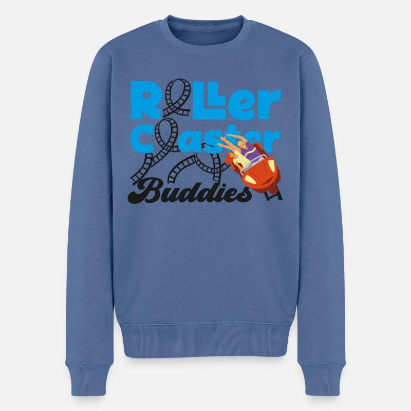 Roller Coaster Friends Besties - Männer Premium Bio Pullover - Taubenblau