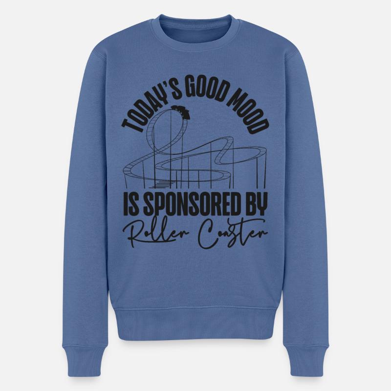 Roller Coaster Today's Good Mood - Männer Premium Bio Pullover - Taubenblau