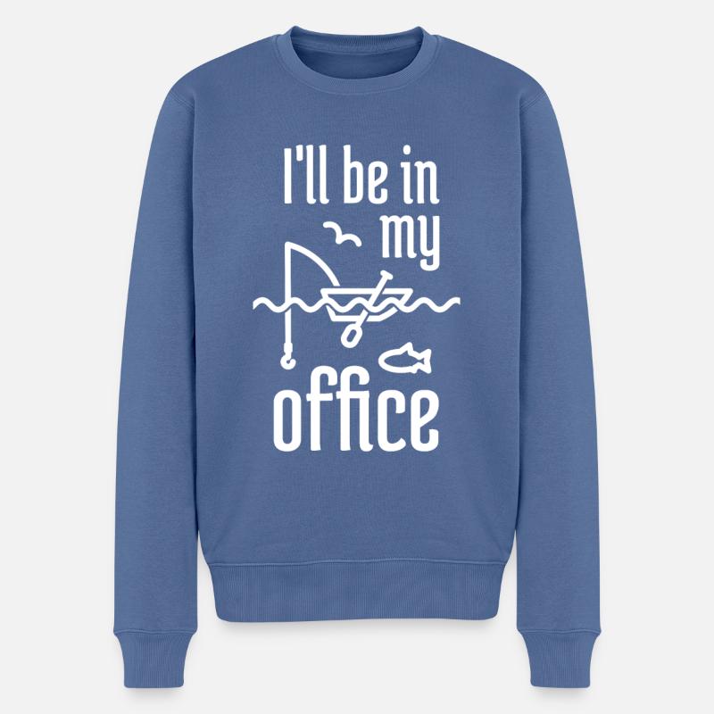 Je serai dans mon bureau à pêcher - Pull Premium bio Homme - bleu pigeon