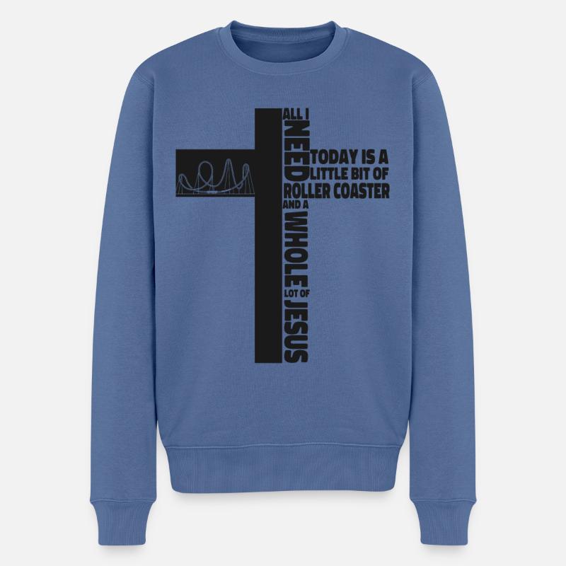 Roller Coaster Cross Christian - Männer Premium Bio Pullover - Taubenblau