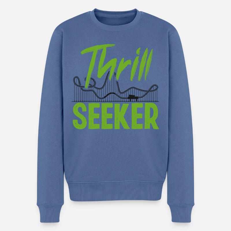 Roller Coaster Thrill Seeker - Männer Premium Bio Pullover - Taubenblau