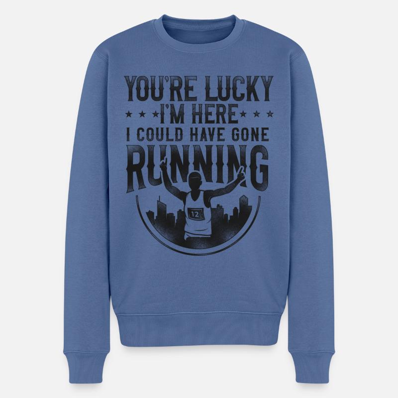 Running Runner Semi-Marathon - Pull Premium bio Homme - bleu pigeon