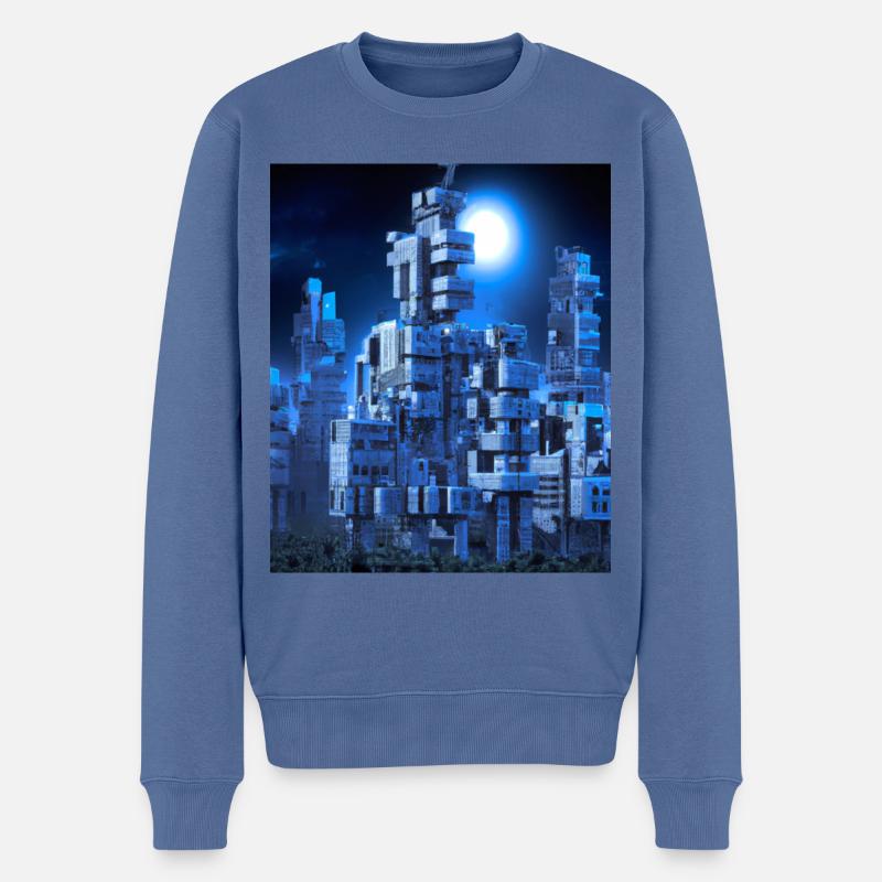 Fantasie Science Fiction Stadt - Männer Premium Bio Pullover - Taubenblau