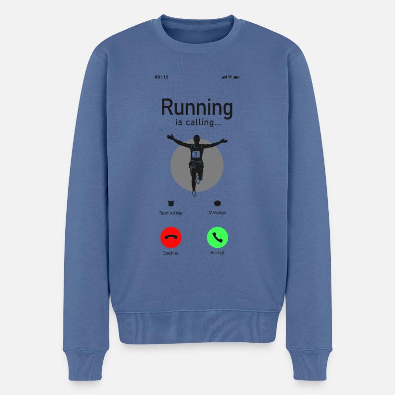 Running Runner Half Marathon Phone - Männer Premium Bio Pullover - Taubenblau