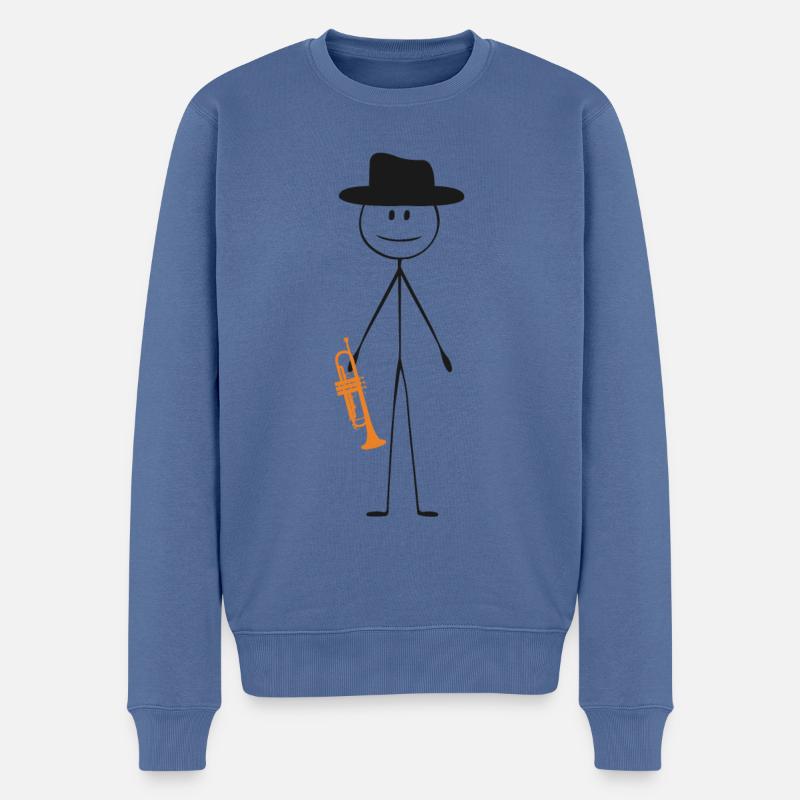Trumpet Player Vintage - Männer Premium Bio Pullover - Taubenblau