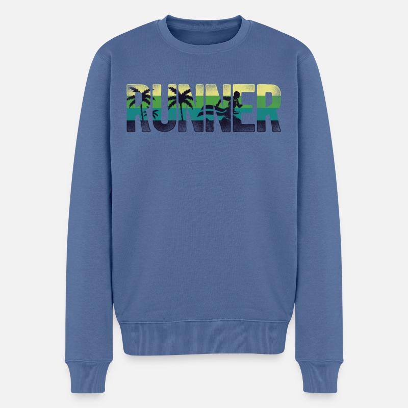 Running Runner Semi-Marathon Rétro - Pull Premium bio Homme - bleu pigeon