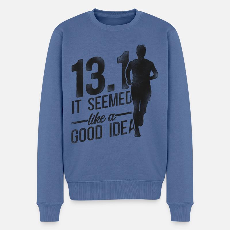 Running Runner Half Marathon Half - Männer Premium Bio Pullover - Taubenblau