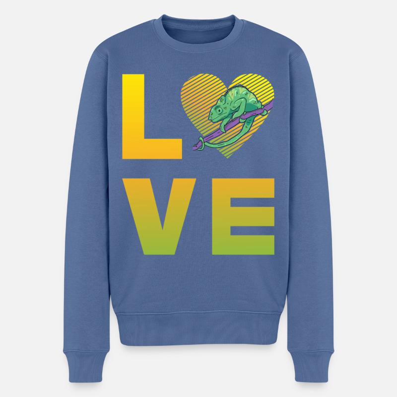 Chamäleon Love - Männer Premium Bio Pullover - Taubenblau