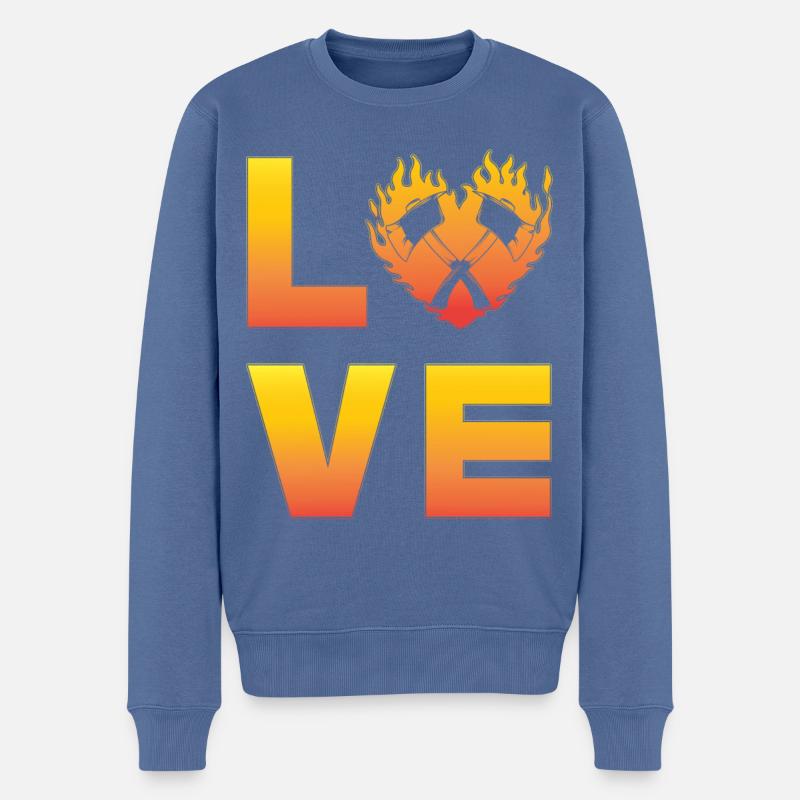 Axtwerfen - Männer Premium Bio Pullover - Taubenblau