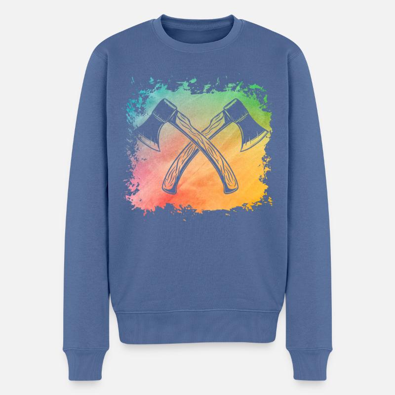 Lancer de hache rétro - Pull Premium bio Homme - bleu pigeon