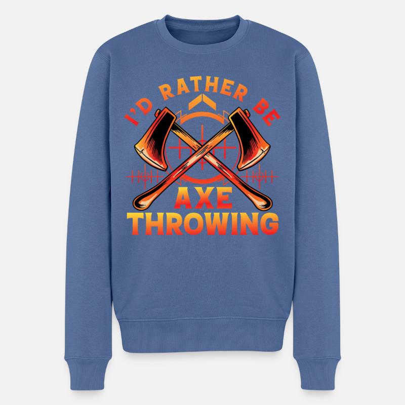 I'd rather be Axe Throwing - Männer Premium Bio Pullover - Taubenblau