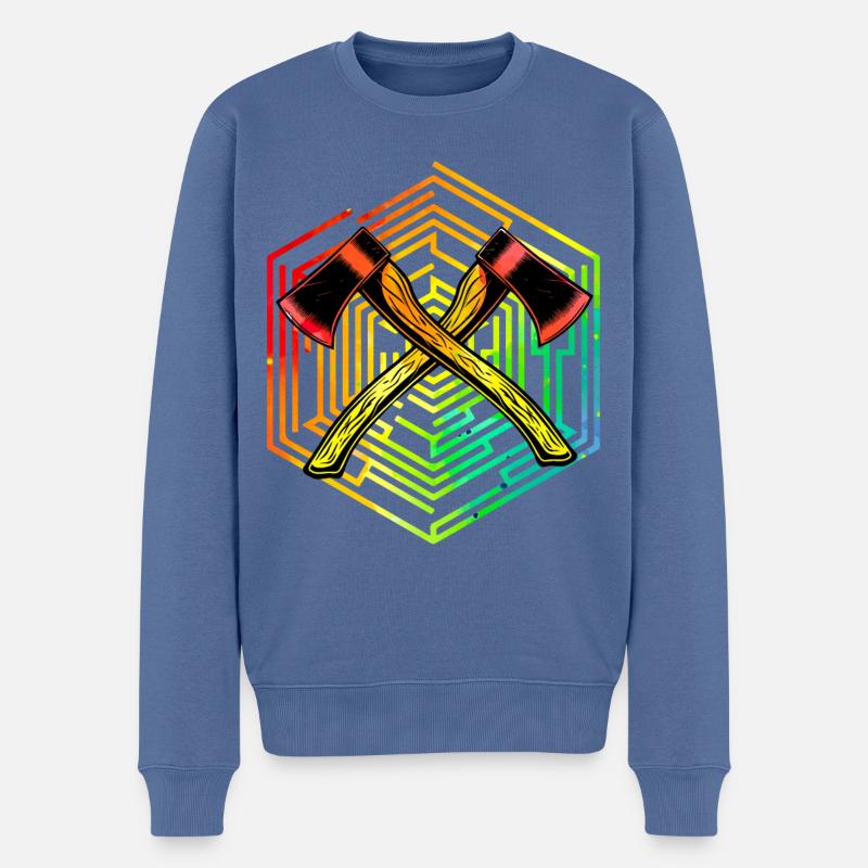 Axtwerfen - Männer Premium Bio Pullover - Taubenblau