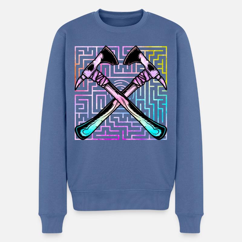 Axtwerfen - Männer Premium Bio Pullover - Taubenblau