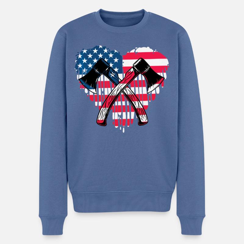 Axtwerfen - Männer Premium Bio Pullover - Taubenblau