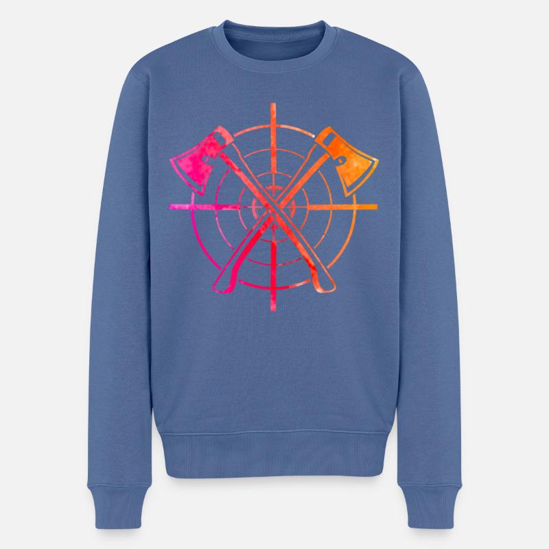 Axtwerfen Retro - Männer Premium Bio Pullover - Taubenblau