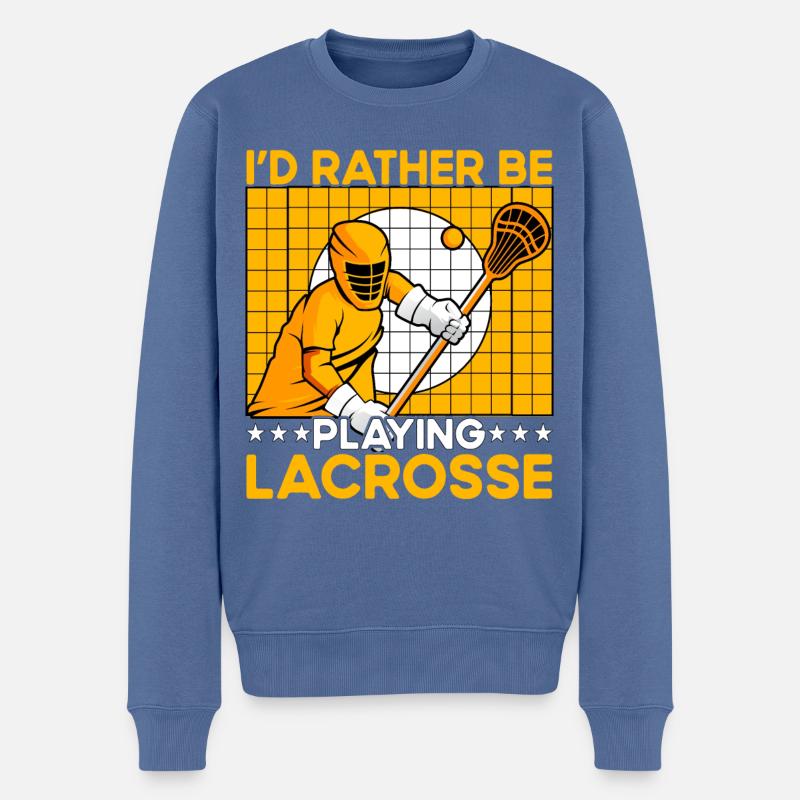 I'd rather be playing Lacrosse - Männer Premium Bio Pullover - Taubenblau