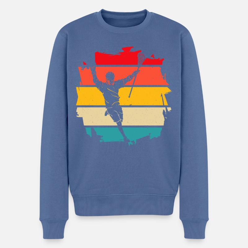Lacrosse Retro - Männer Premium Bio Pullover - Taubenblau