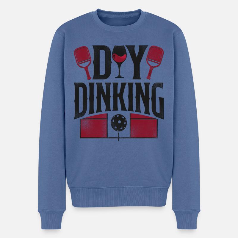 Pickleball Pun Wine Day Dinking - Männer Premium Bio Pullover - Taubenblau