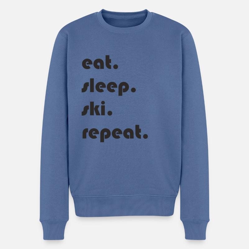 Ski - eat. sleep. ski. repeat. - Männer Premium Bio Pullover - Taubenblau