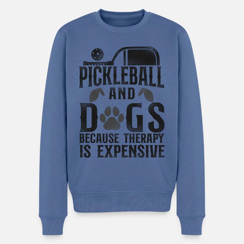 Pickleball Pickleball Et Chiens - Pull Premium bio Homme - bleu pigeon