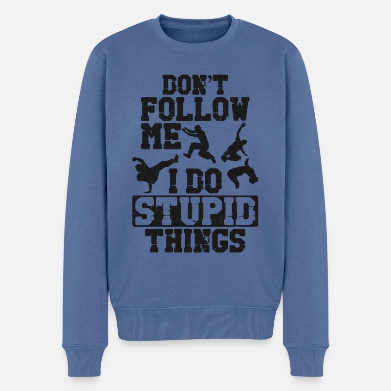 Parkour Free Running Traceur - Pull Premium bio Homme - bleu pigeon