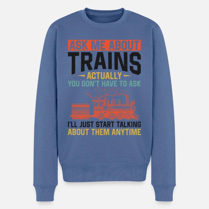 Steam Train Driver Trainspotting - Männer Premium Bio Pullover - Taubenblau
