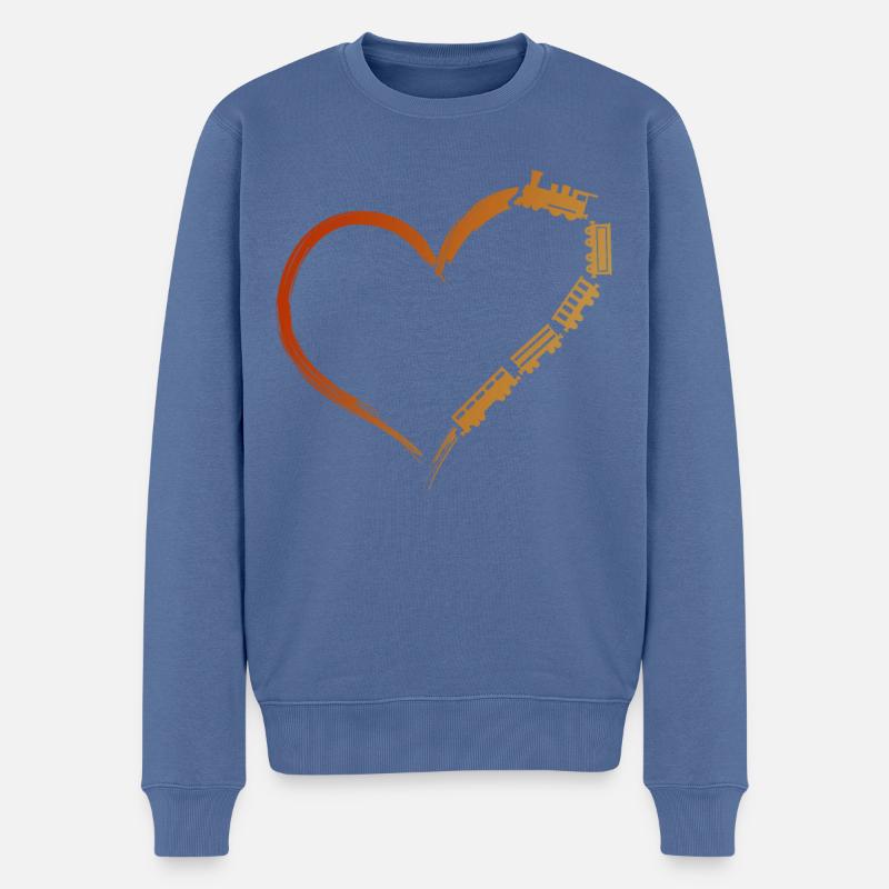 Steam Train Driver Trainspotting - Männer Premium Bio Pullover - Taubenblau