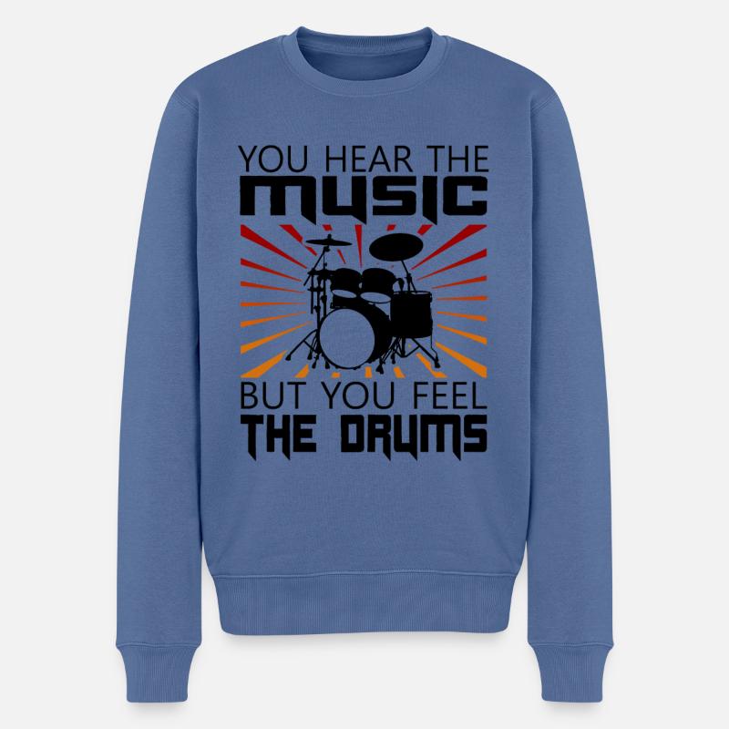 Schlagzeug Schlagzeuger Musiker - Männer Premium Bio Pullover - Taubenblau