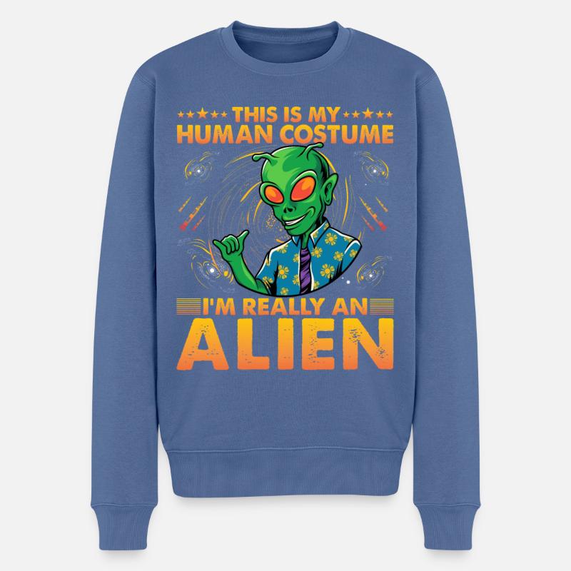 This is my Human Costume I'm really a Alien - Männer Premium Bio Pullover - Taubenblau
