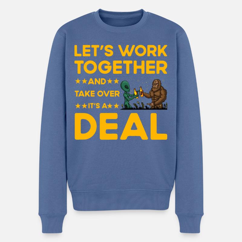 Alien Funny Quote - Männer Premium Bio Pullover - Taubenblau