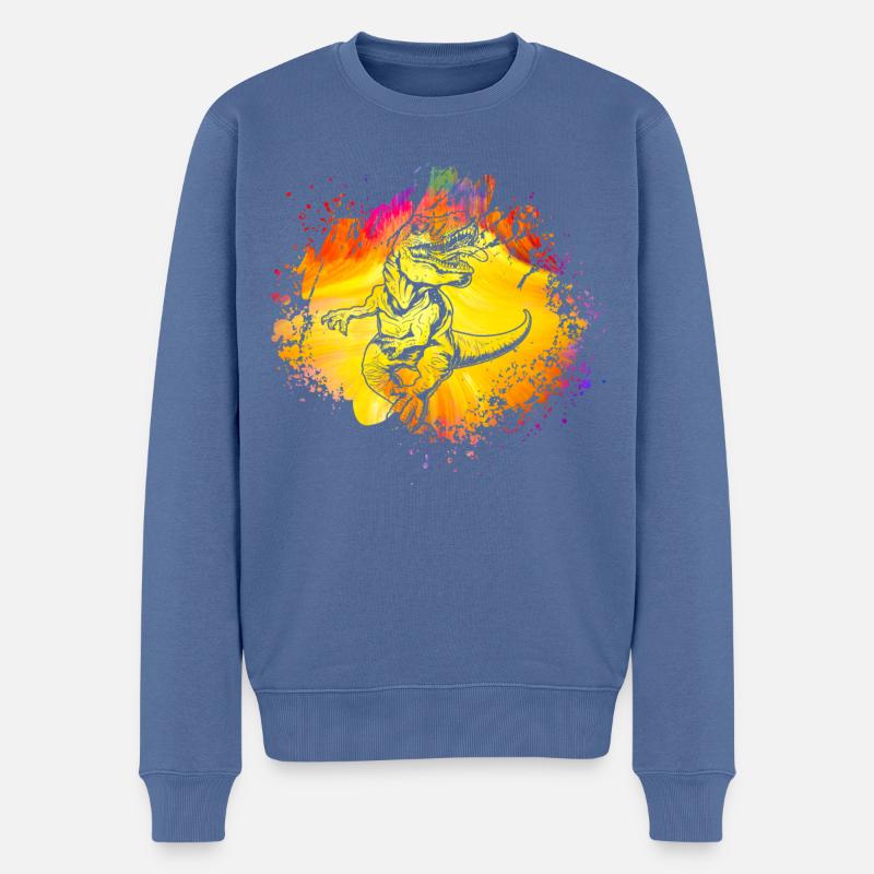 Dinosaurier - Männer Premium Bio Pullover - Taubenblau