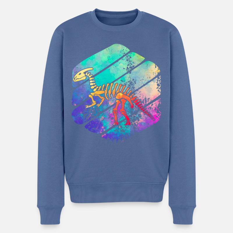 Dinosaurier - Männer Premium Bio Pullover - Taubenblau