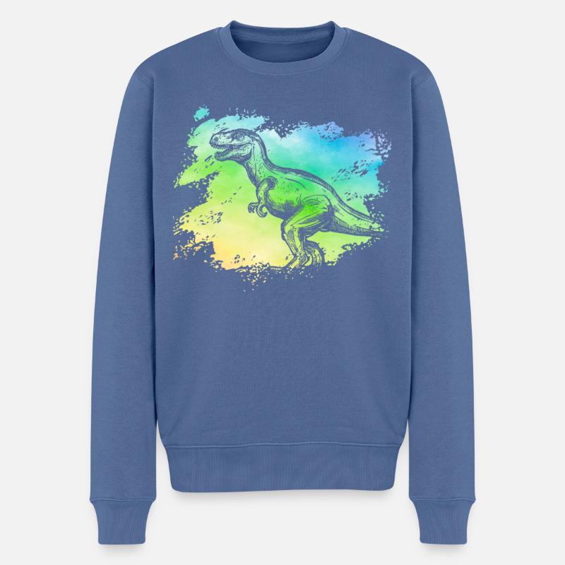 Dinosaurier - Männer Premium Bio Pullover - Taubenblau