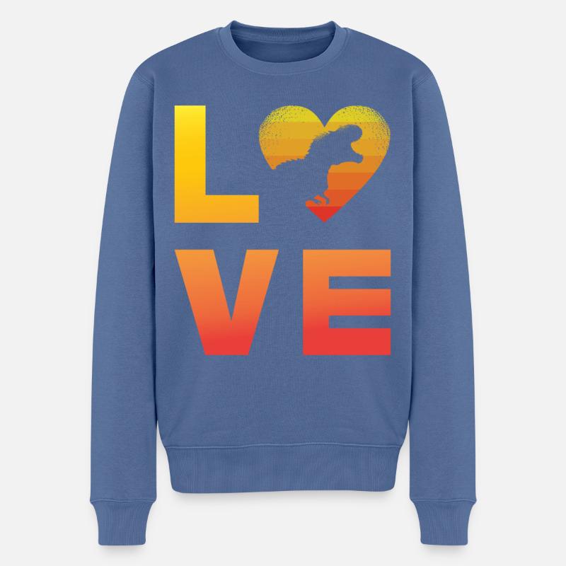 Dinosaurier Liebe - Männer Premium Bio Pullover - Taubenblau