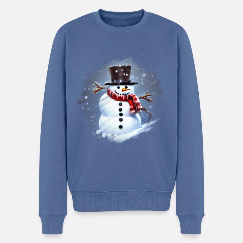 Schneemann - Männer Premium Bio Pullover - Taubenblau