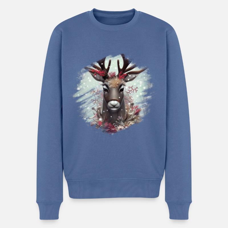Noël des rennes - Pull Premium bio Homme - bleu pigeon