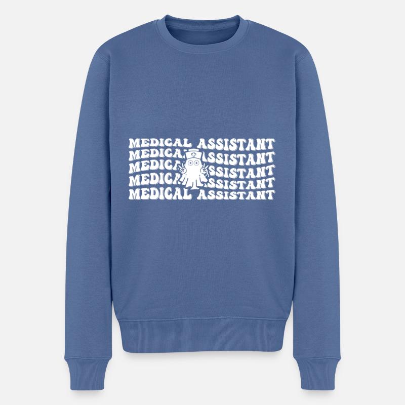 Assistant médical Spooky Ghost Repeat - Pull Premium bio Homme - bleu pigeon